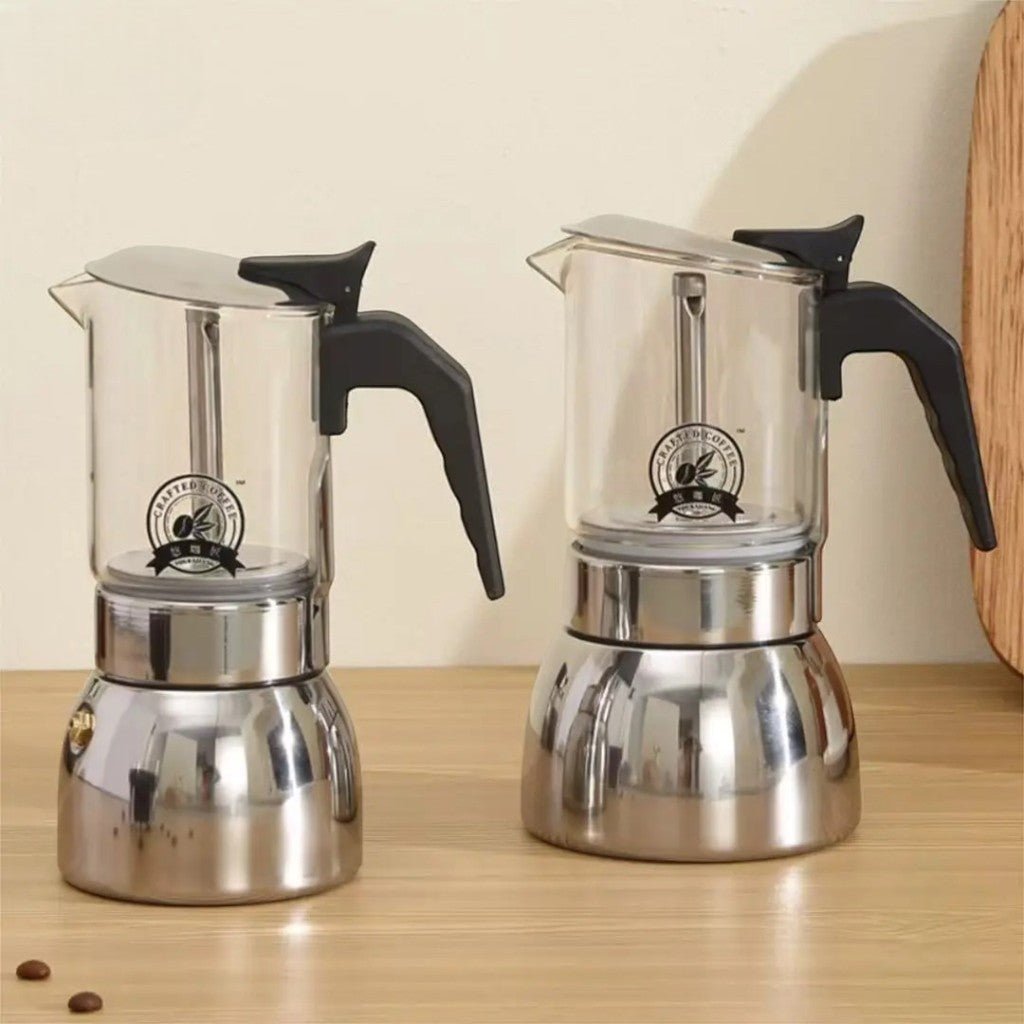 Borosilicate Glass Moka Pot Stovetop Espresso Maker - Lattea Global