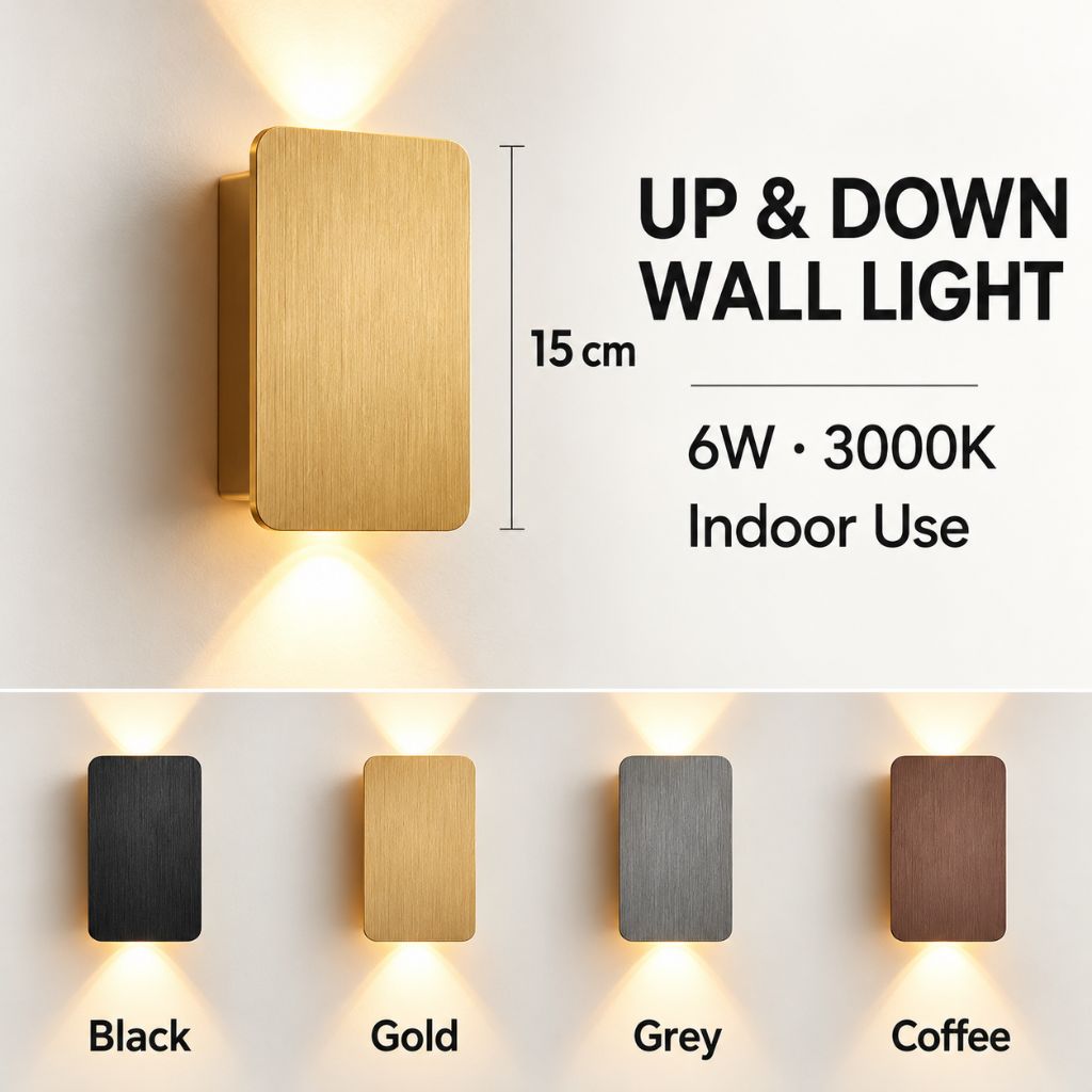 Brushed Aluminium Up & Down LED Indoor Wall Light 6W