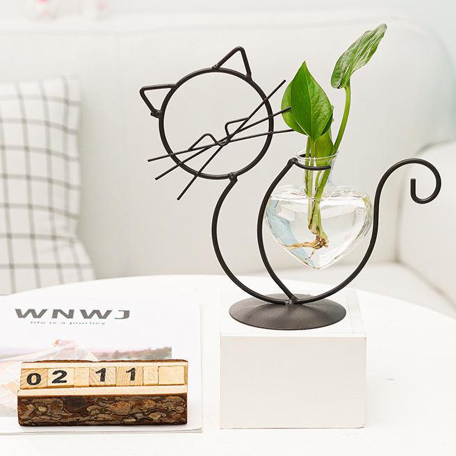 Cat - Shaped Iron Planter Vase - Lattea Global