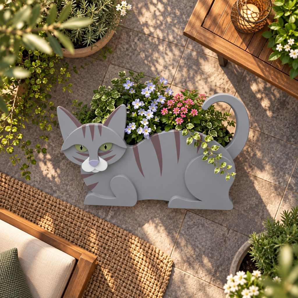 Cat-Shaped PVC Planter