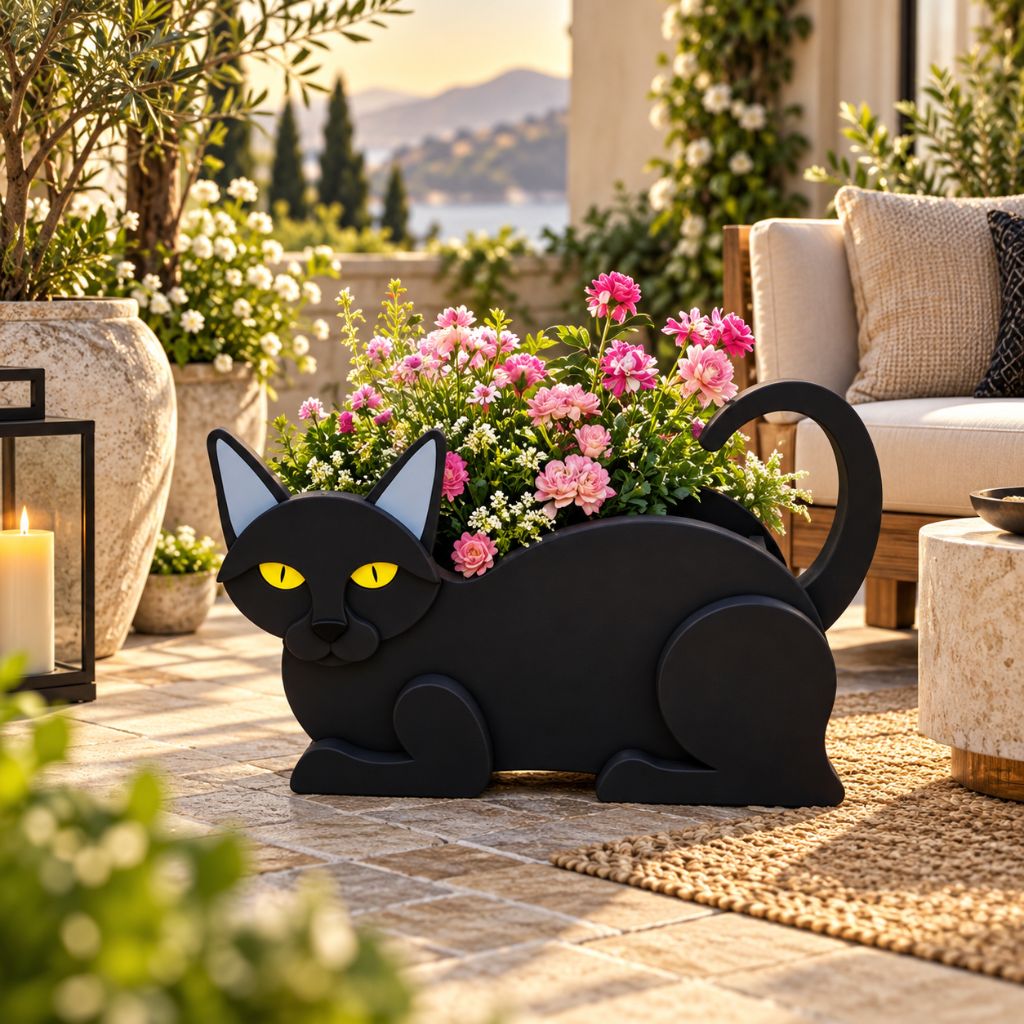 Cat-Shaped PVC Planter