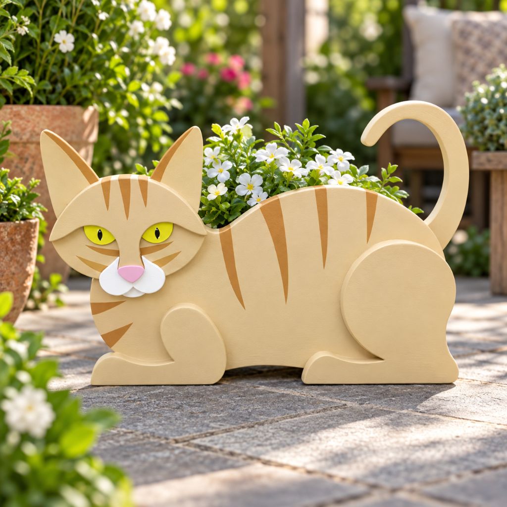 Cat-Shaped PVC Planter