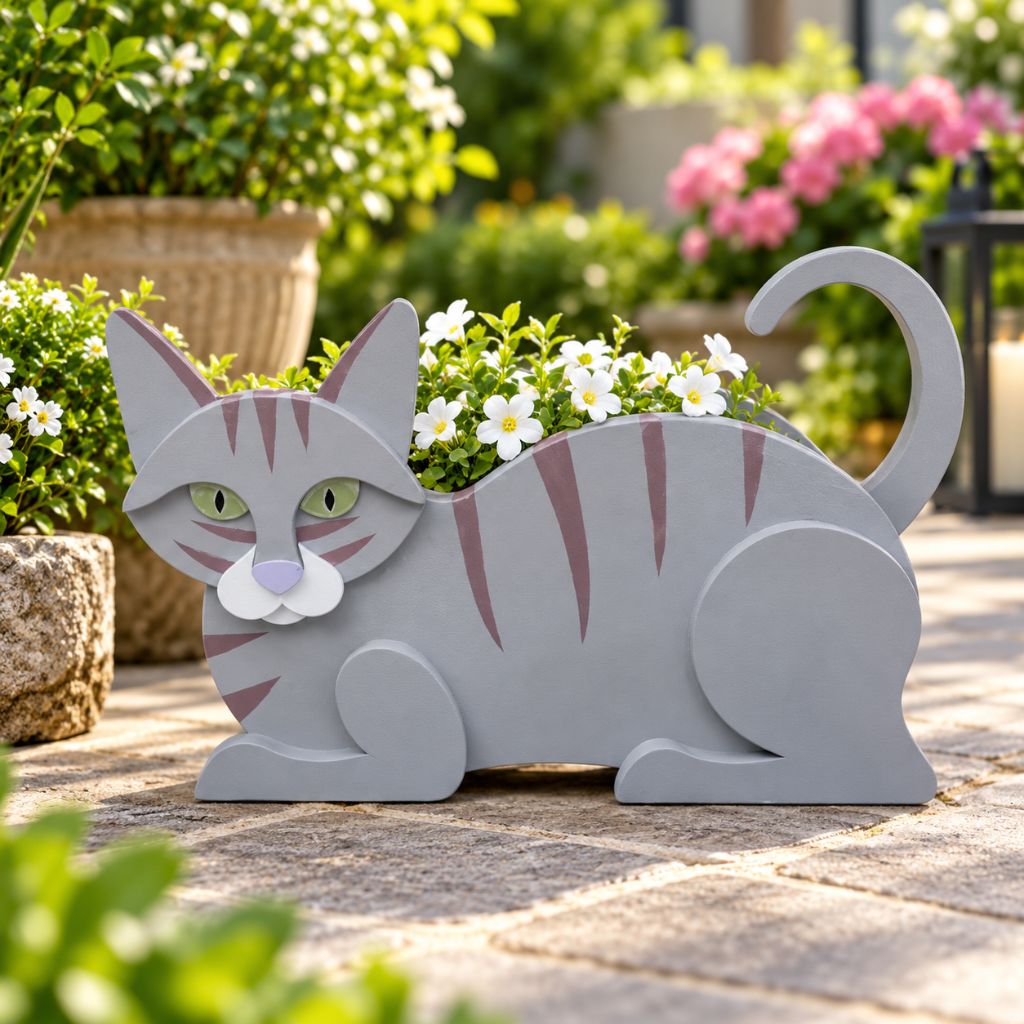 Cat-Shaped PVC Planter