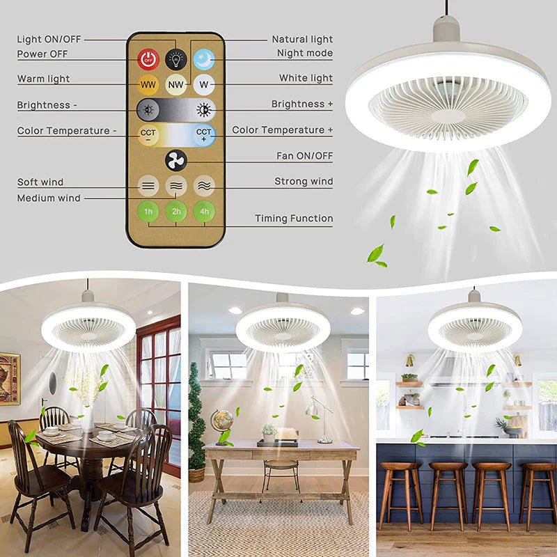 Ceiling Fan with LED Light – Screw - In Design & Remote Control - Lattea Global
