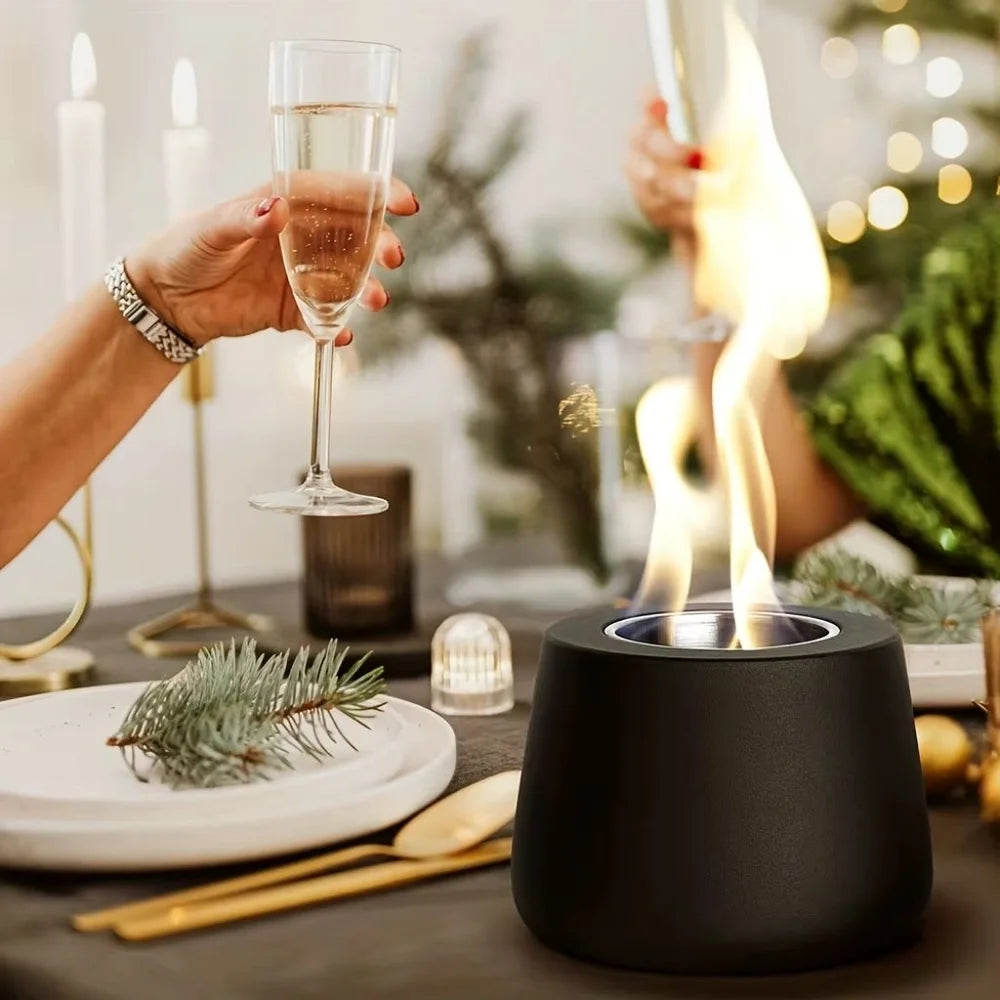 Ceramic fire pit tabletop smokeless cylinder flame – view 3