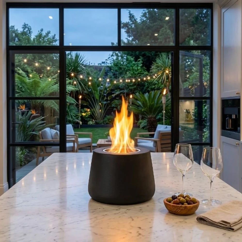 Ceramic fire pit tabletop smokeless cylinder flame – view 5