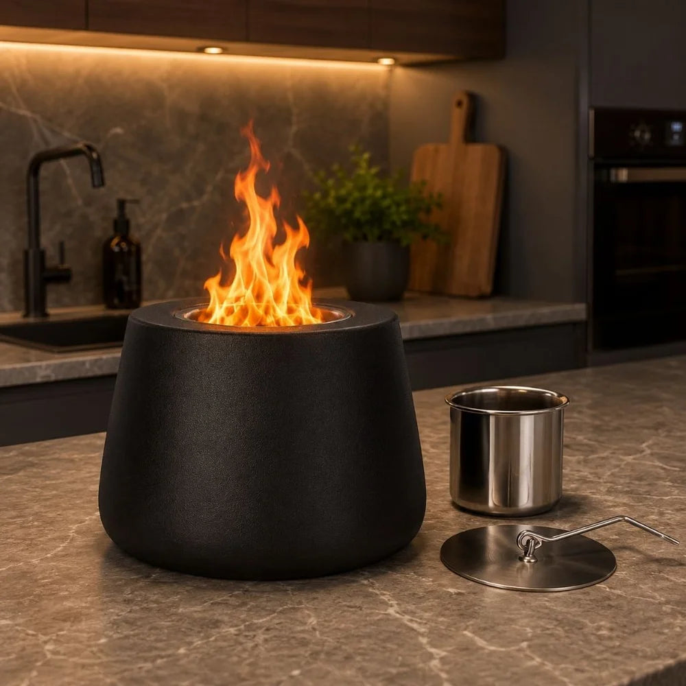 Ceramic fire pit tabletop smokeless cylinder flame – view 9
