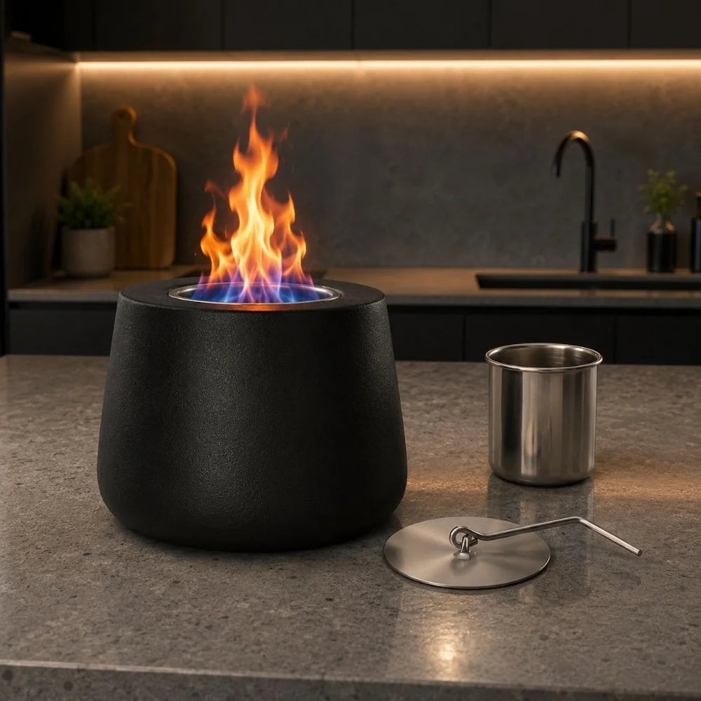 Ceramic fire pit tabletop smokeless cylinder flame – view 10