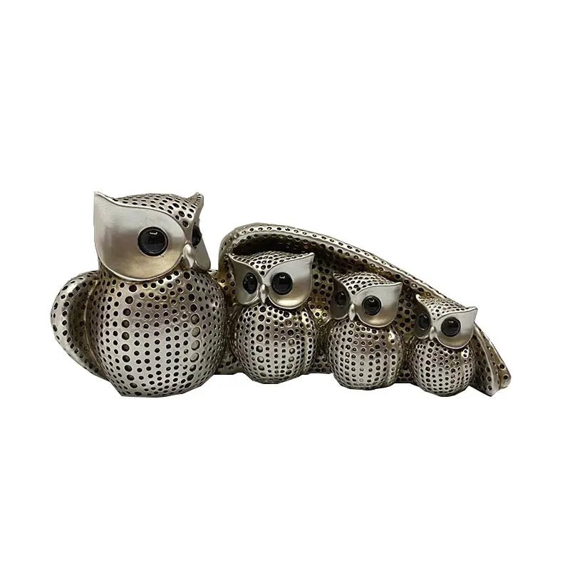 Charming Owl Family Resin Figurine – Symbol of Wisdom & Unity - Lattea Global