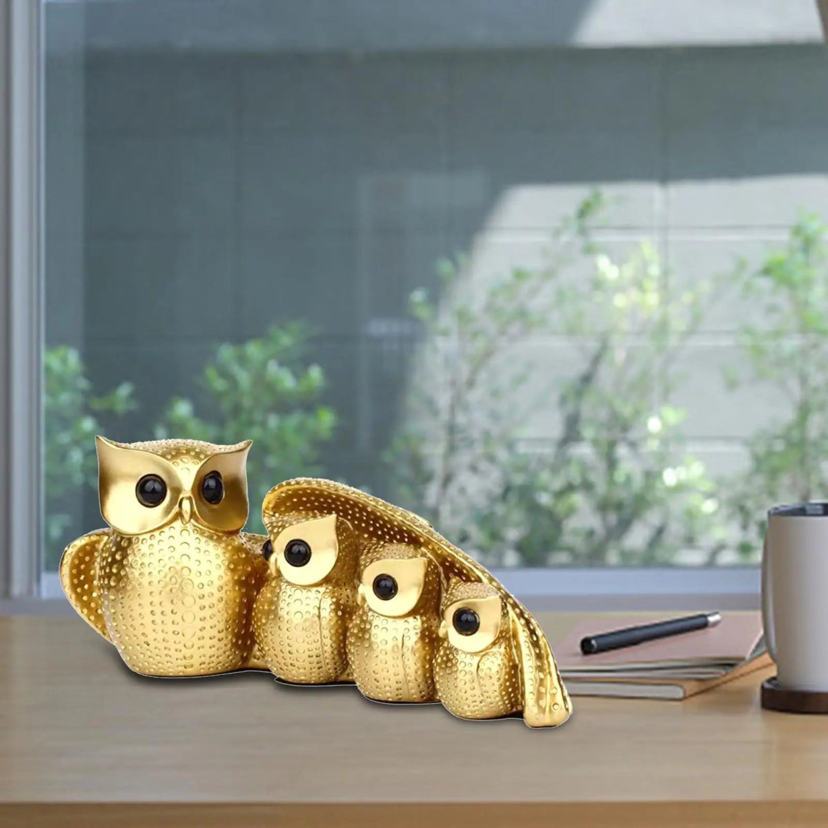 Charming Owl Family Resin Figurine – Symbol of Wisdom & Unity - Lattea Global