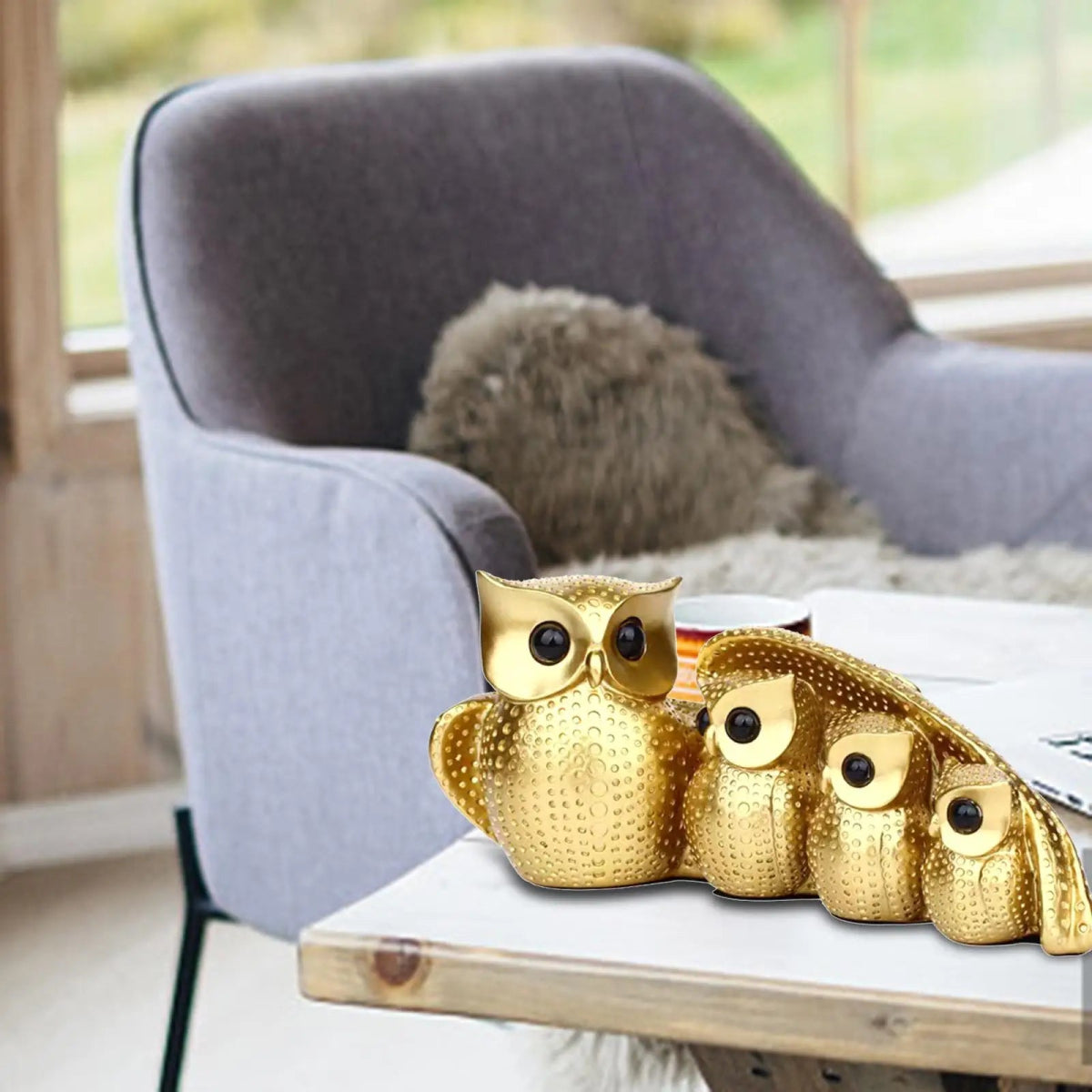 Charming Owl Family Resin Figurine – Symbol of Wisdom & Unity - Lattea Global