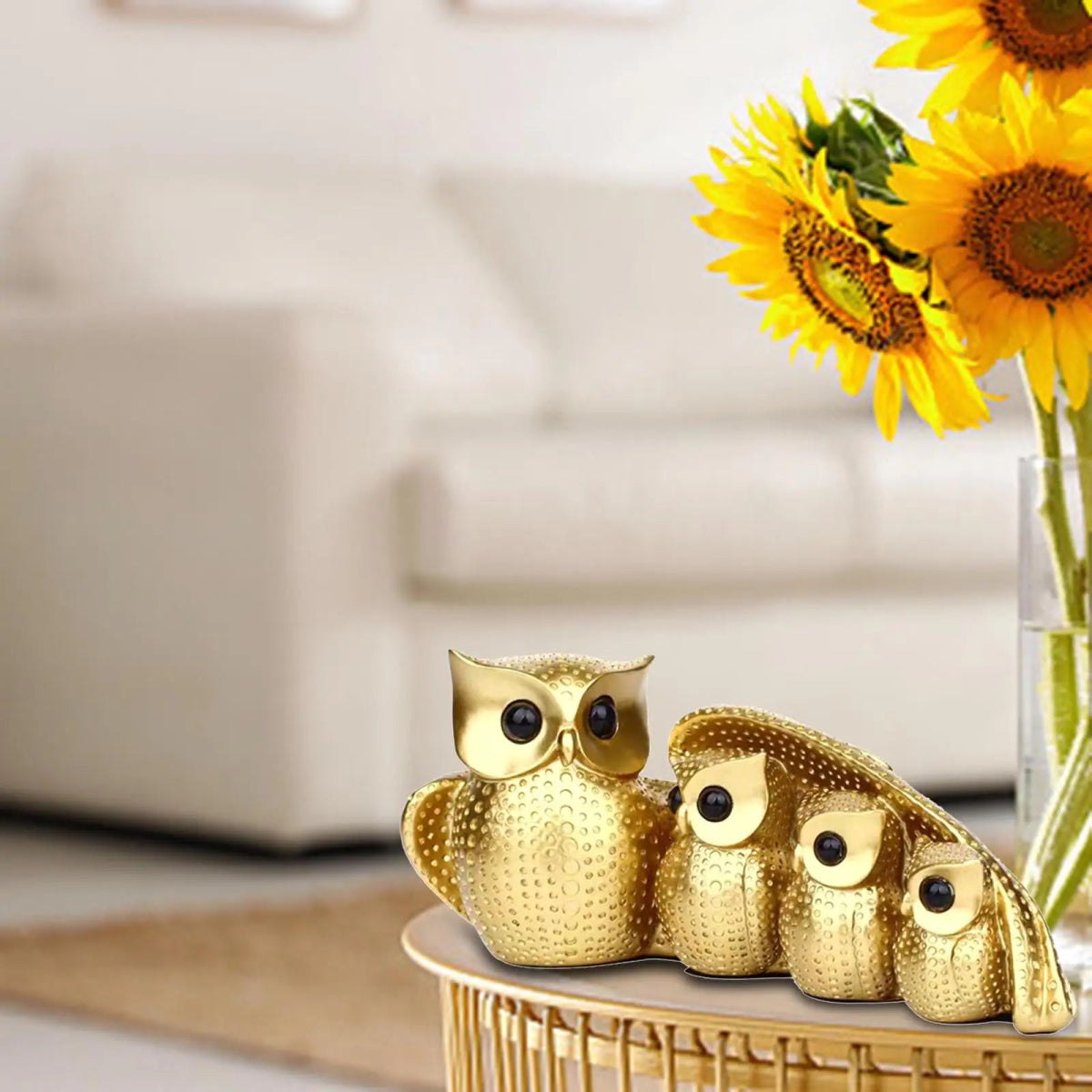 Charming Owl Family Resin Figurine – Symbol of Wisdom & Unity - Lattea Global