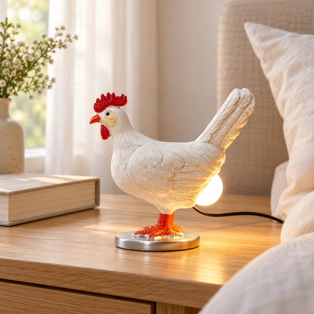 Chicken LED Table Lamp with Egg-Shaped Light
