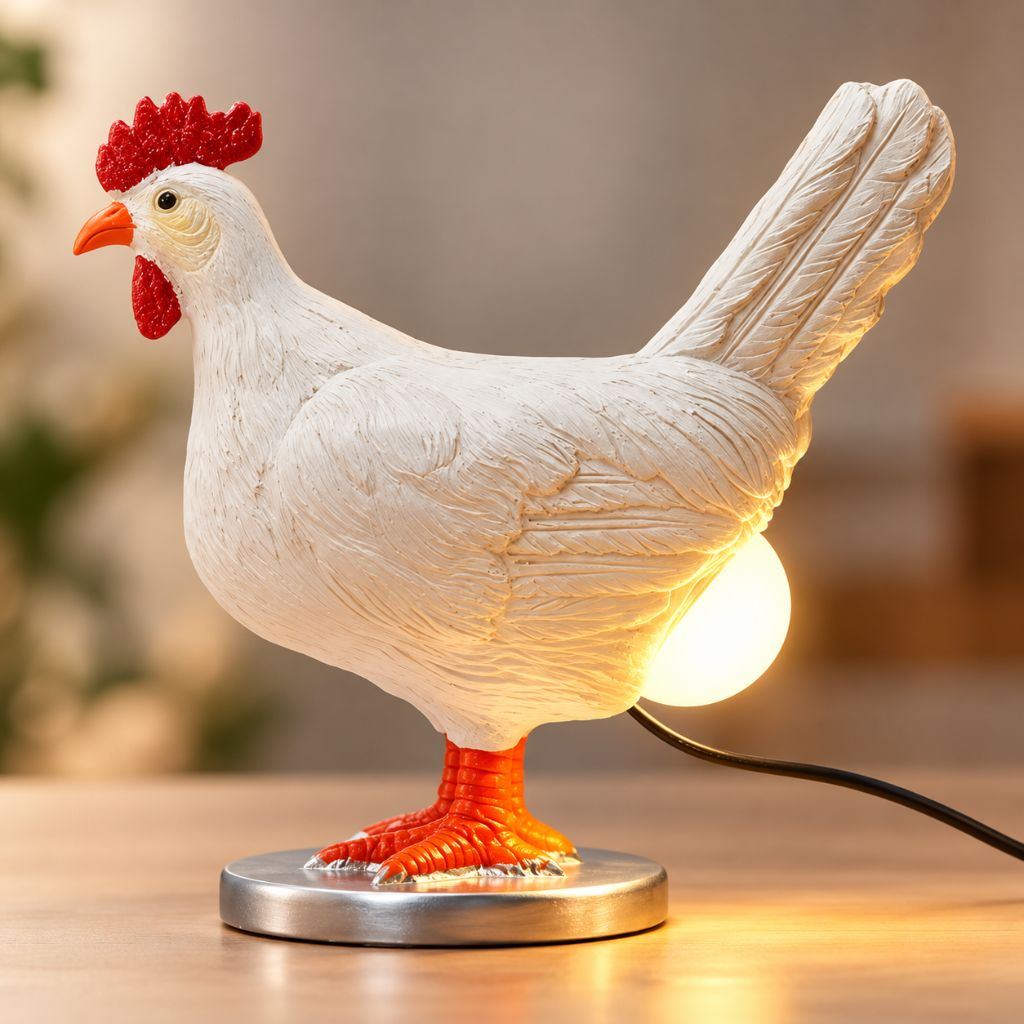 Chicken LED Table Lamp with Egg-Shaped Light