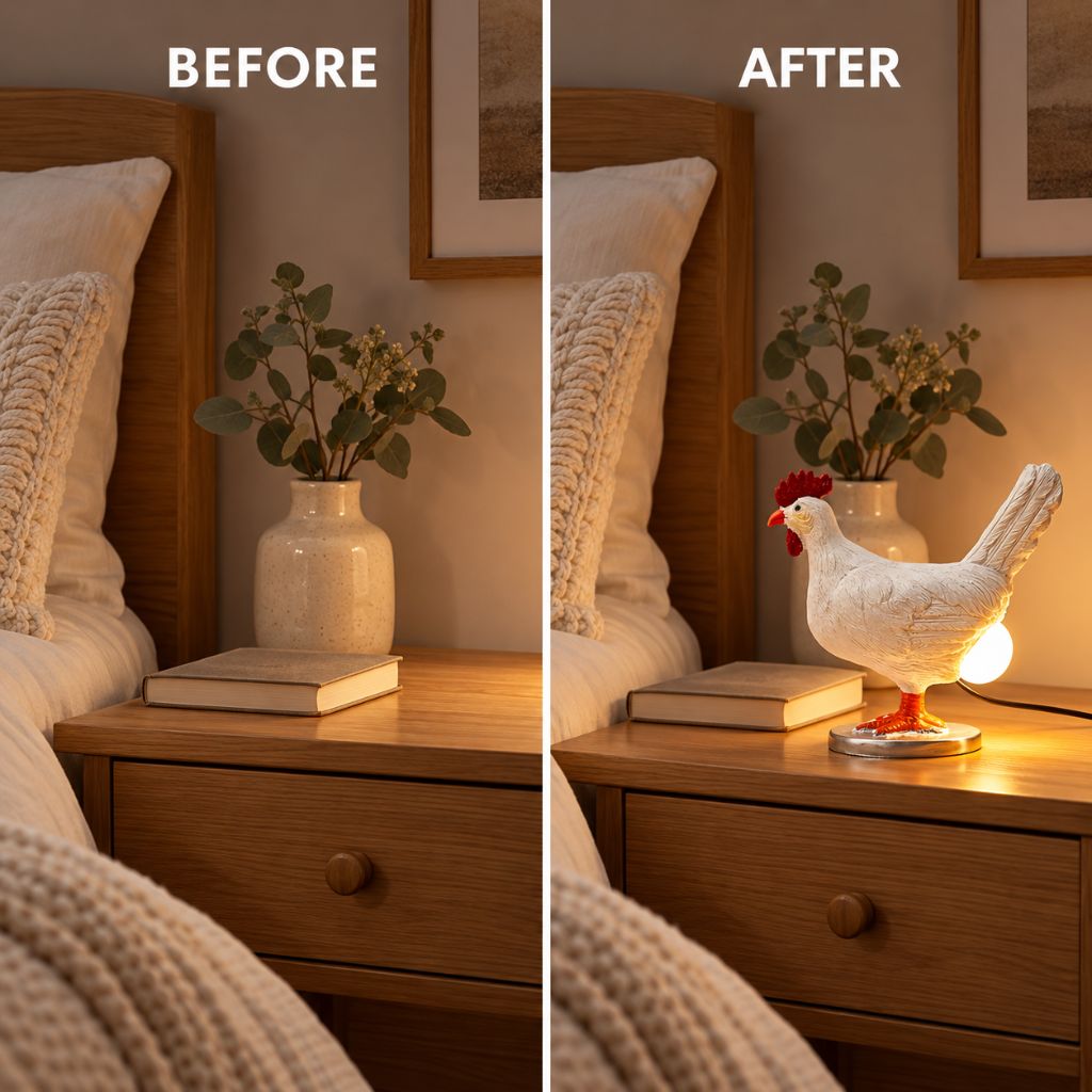 Chicken LED Table Lamp with Egg-Shaped Light