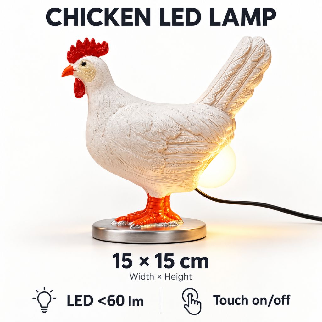 Chicken LED Table Lamp with Egg-Shaped Light