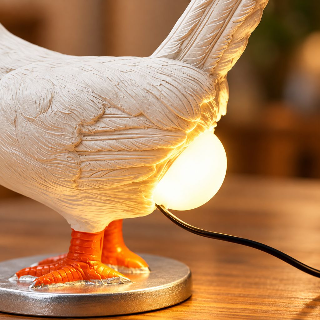 Chicken LED Table Lamp with Egg-Shaped Light