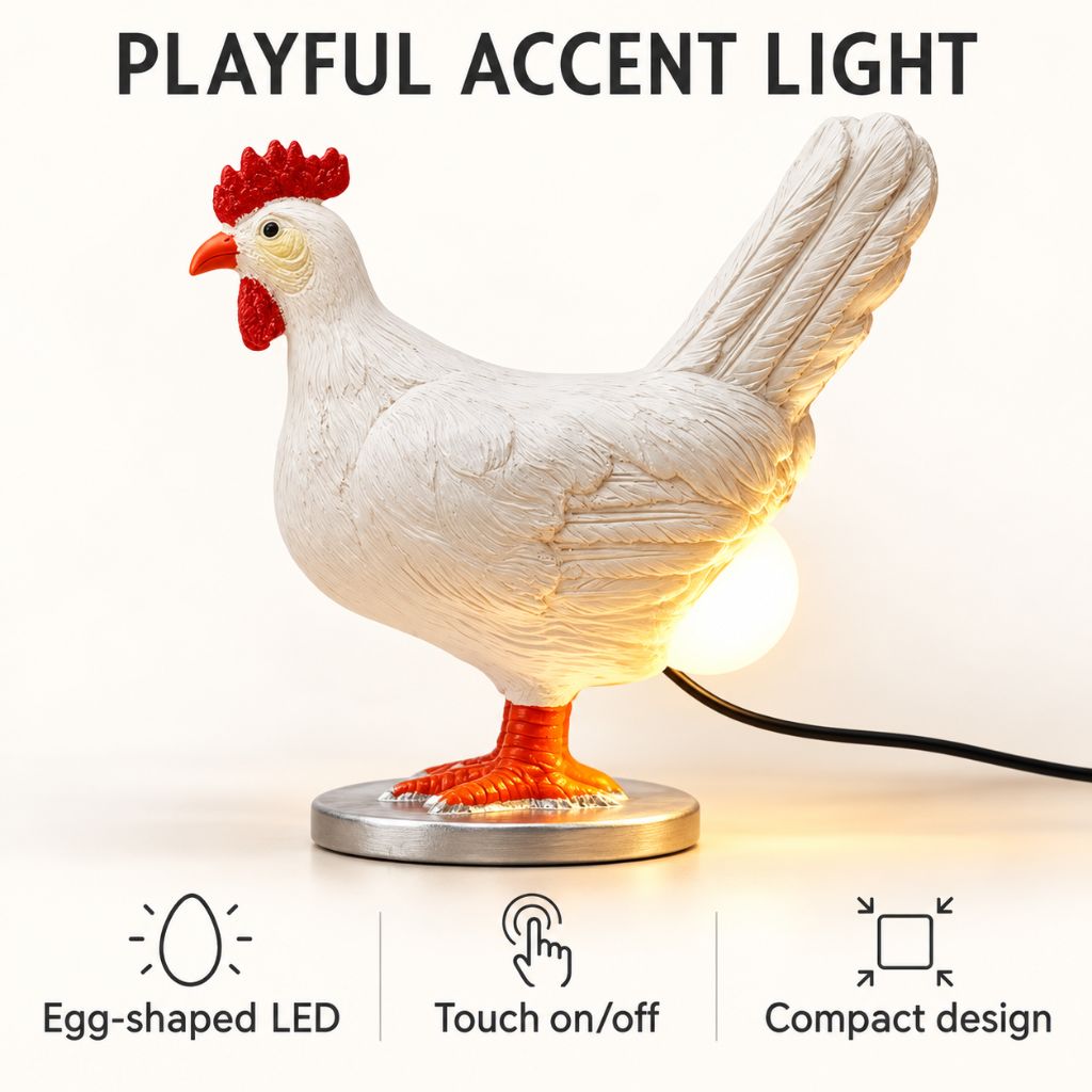 Chicken LED Table Lamp with Egg-Shaped Light