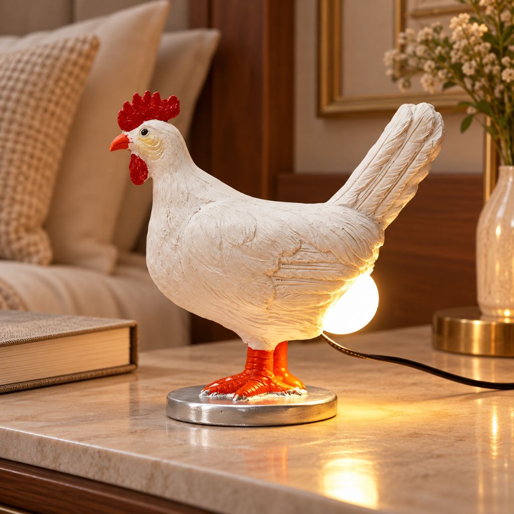 Chicken LED Table Lamp with Egg-Shaped Light