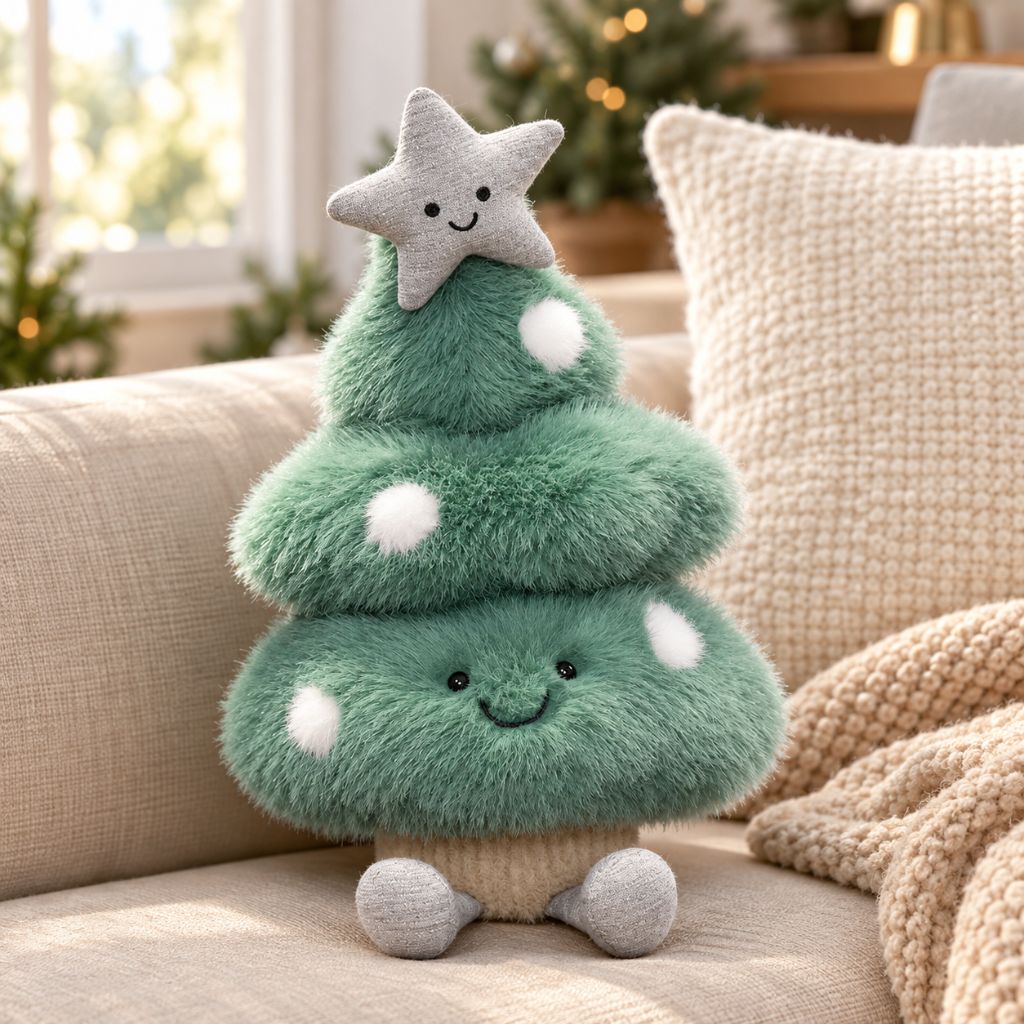 Christmas Tree Plush Toy with Smiling Star Topper