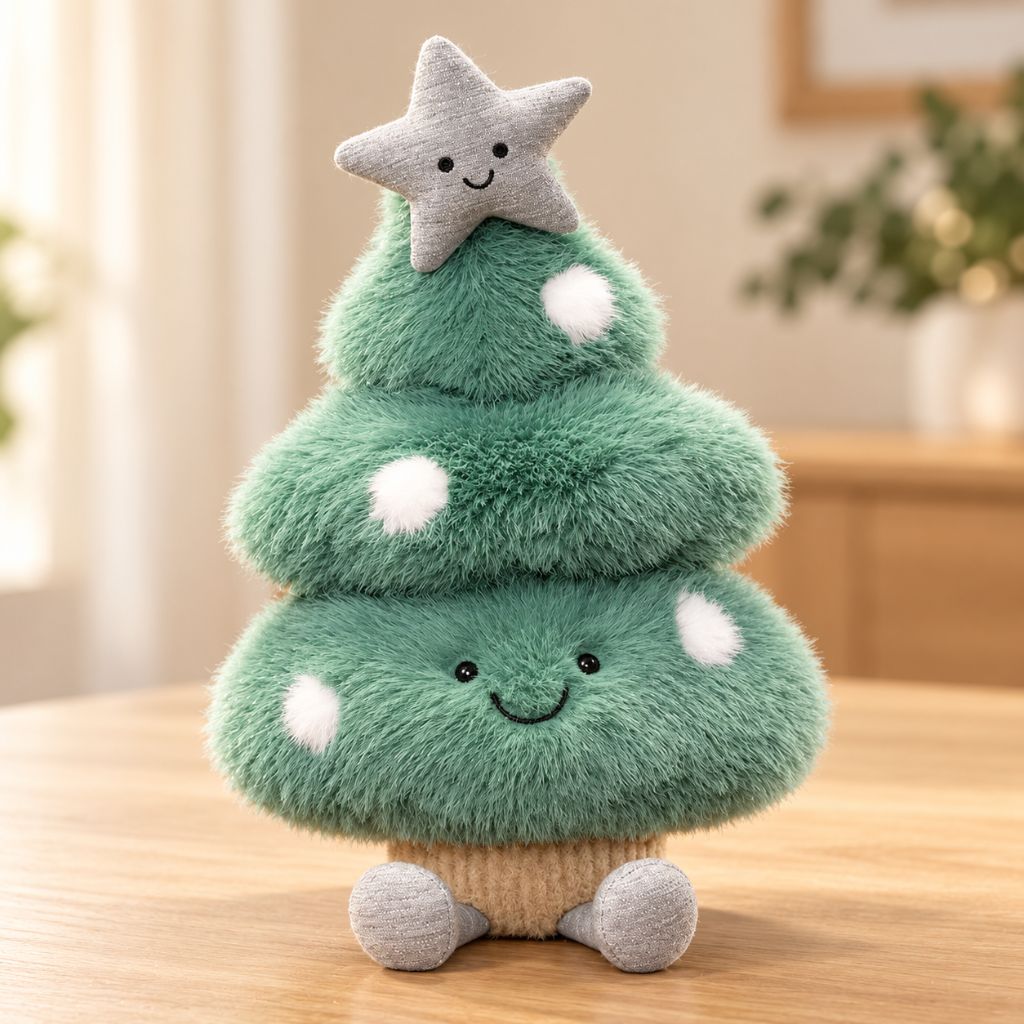 Christmas Tree Plush Toy with Smiling Star Topper