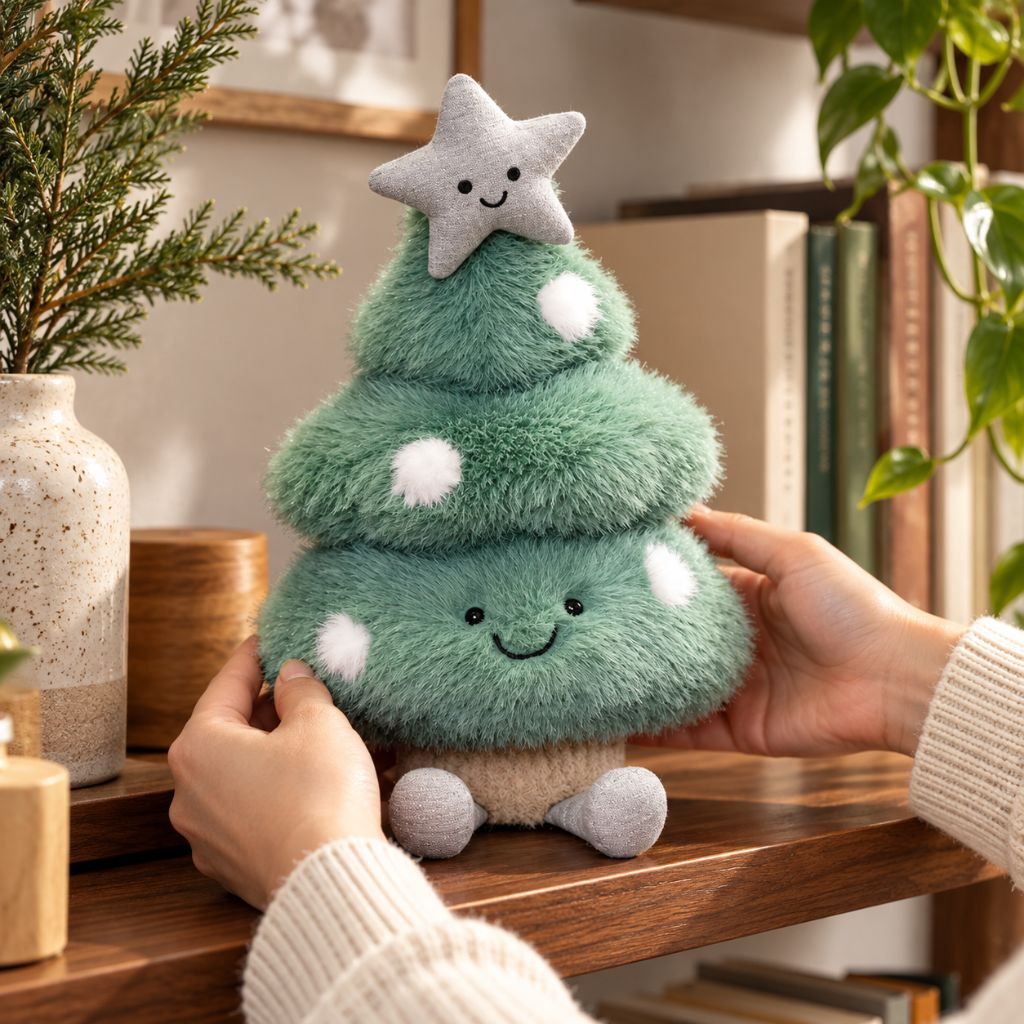 Christmas Tree Plush Toy with Smiling Star Topper