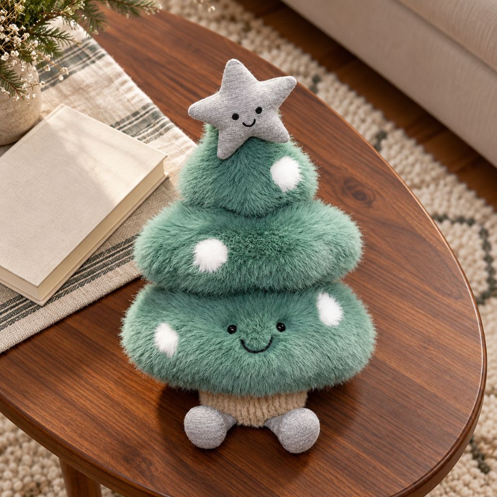 Christmas Tree Plush Toy with Smiling Star Topper