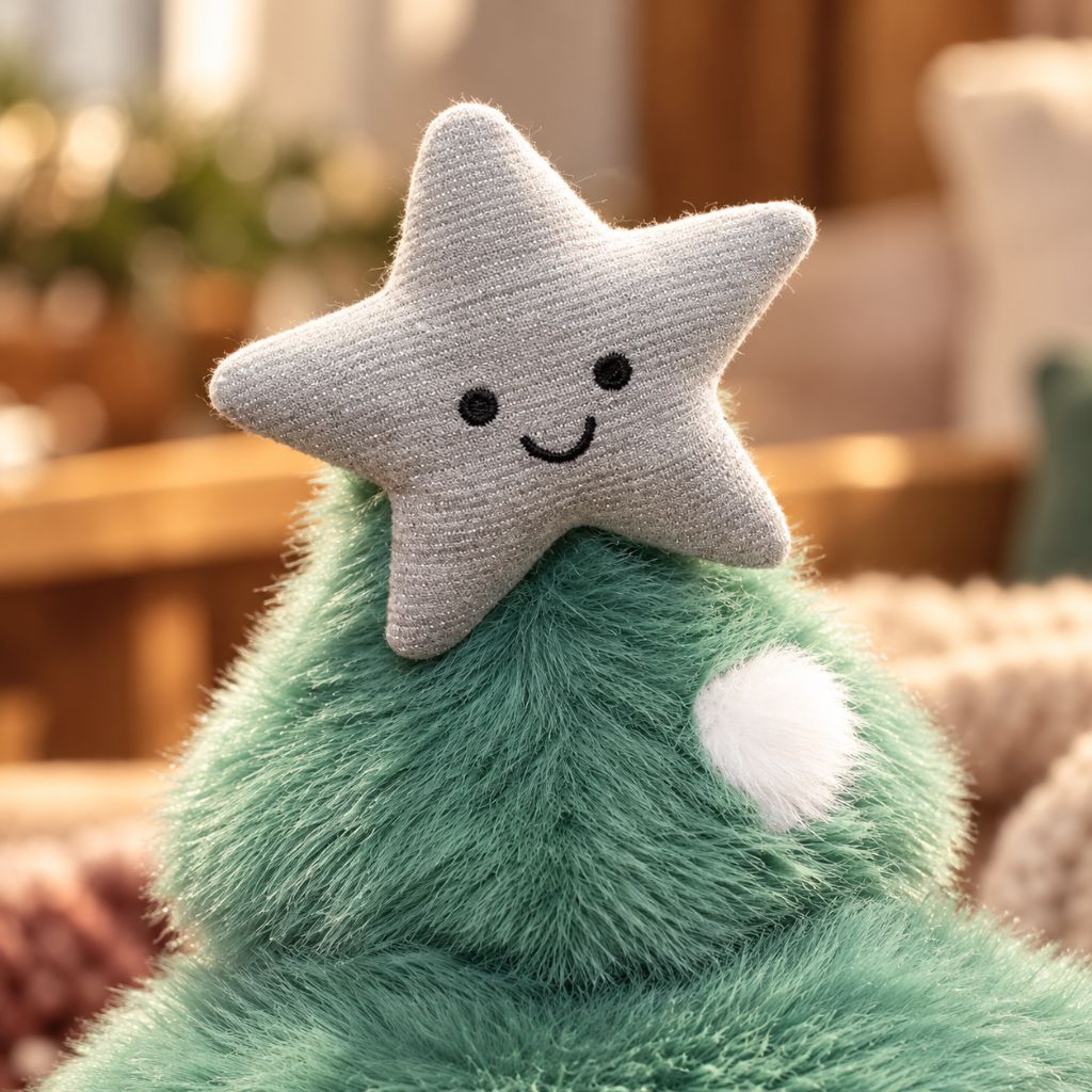 Christmas Tree Plush Toy with Smiling Star Topper