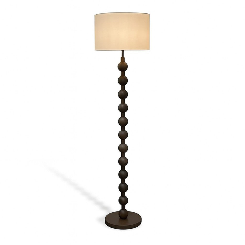 Classic Wooden Floor Lamp with White Fabric Lampshade