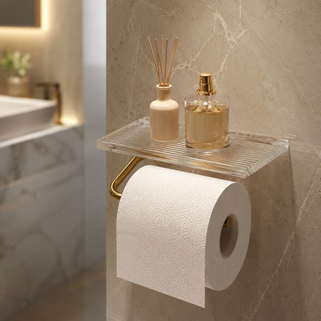 Clear Acrylic Toilet Paper Holder with Metal Frame