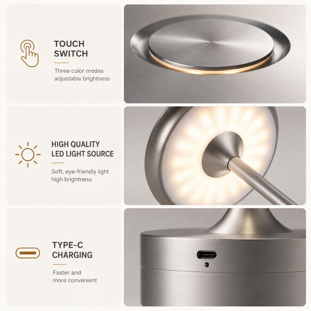 Cordless Table Lamp 3-Mode Touch Sensitive Lattea