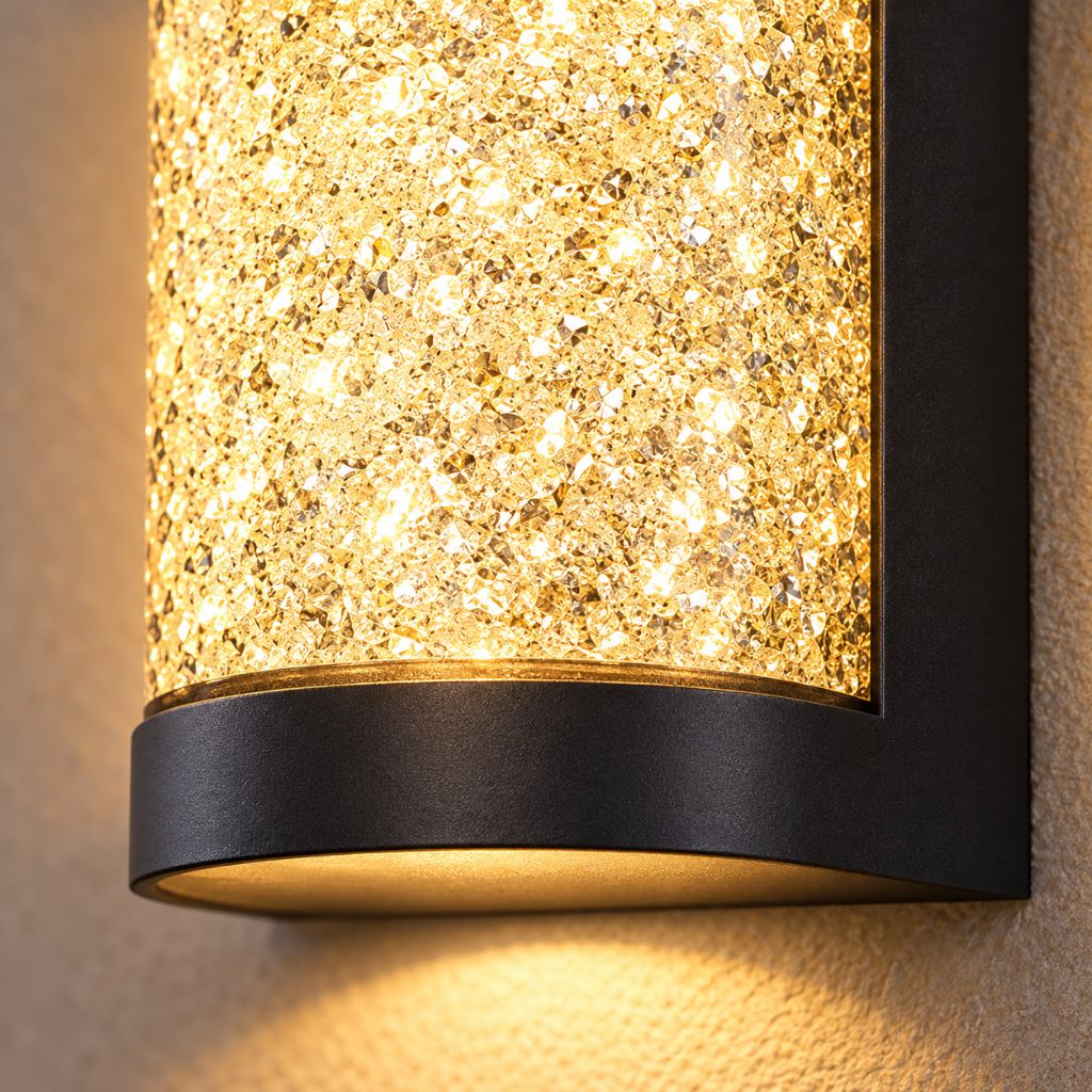 Crystal-Effect LED Wall Sconce with Textured Shade