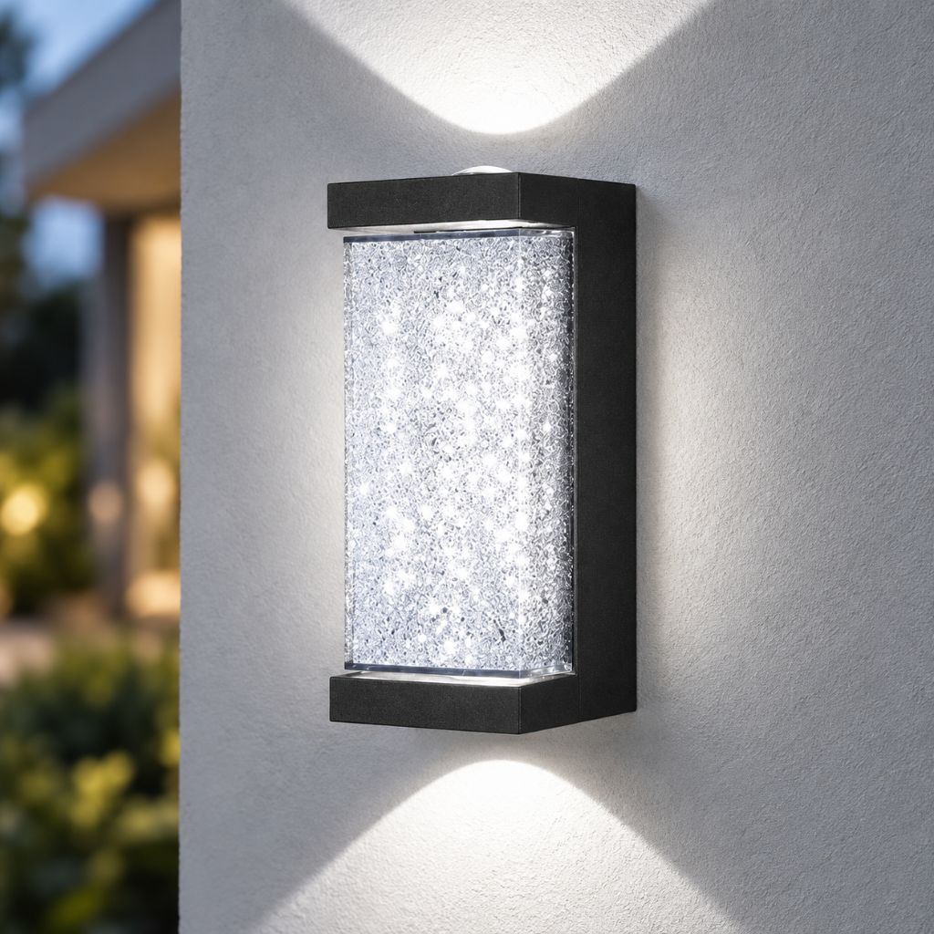 Crystal-Effect LED Wall Sconce with Textured Shade