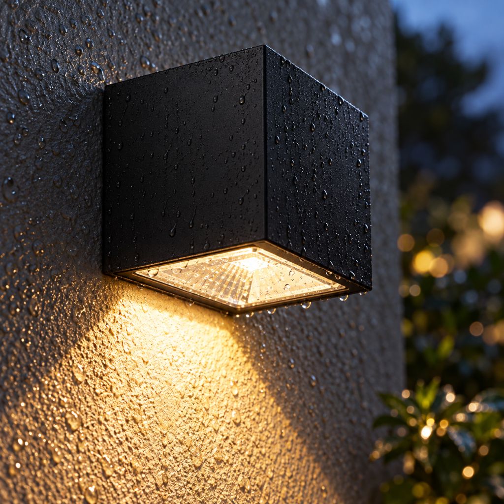 Cube Solar LED Outdoor Wall Light with Dusk Sensor