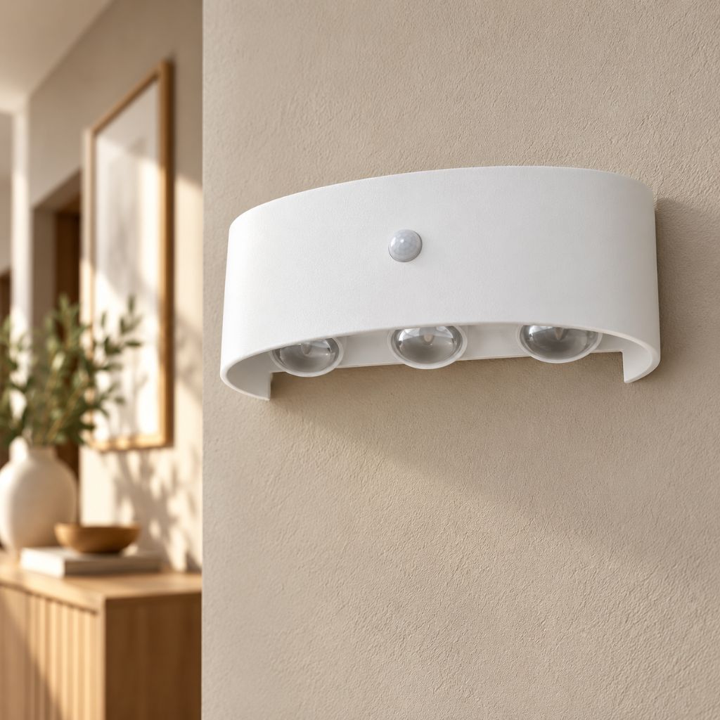 Curved Aluminium LED Wall Light with PIR Motion Sensor