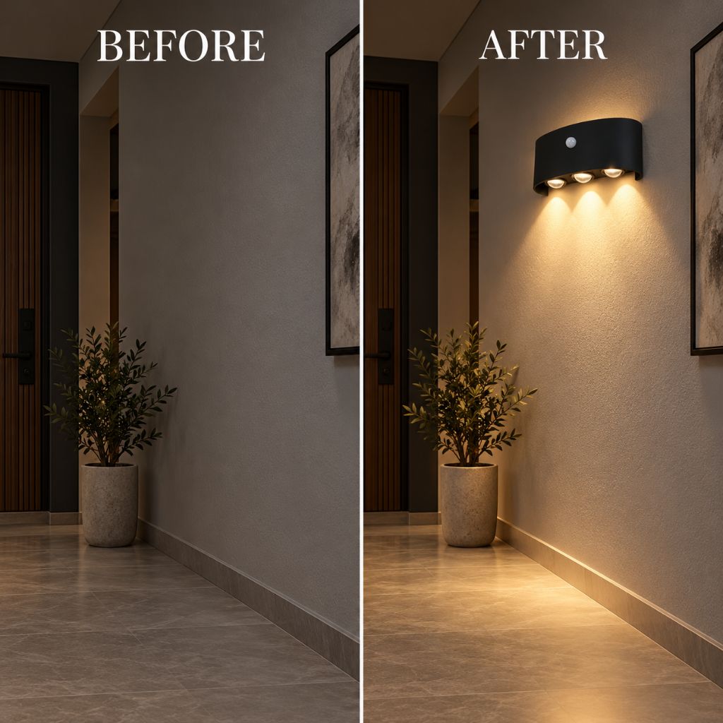 Curved Aluminium LED Wall Light with PIR Motion Sensor