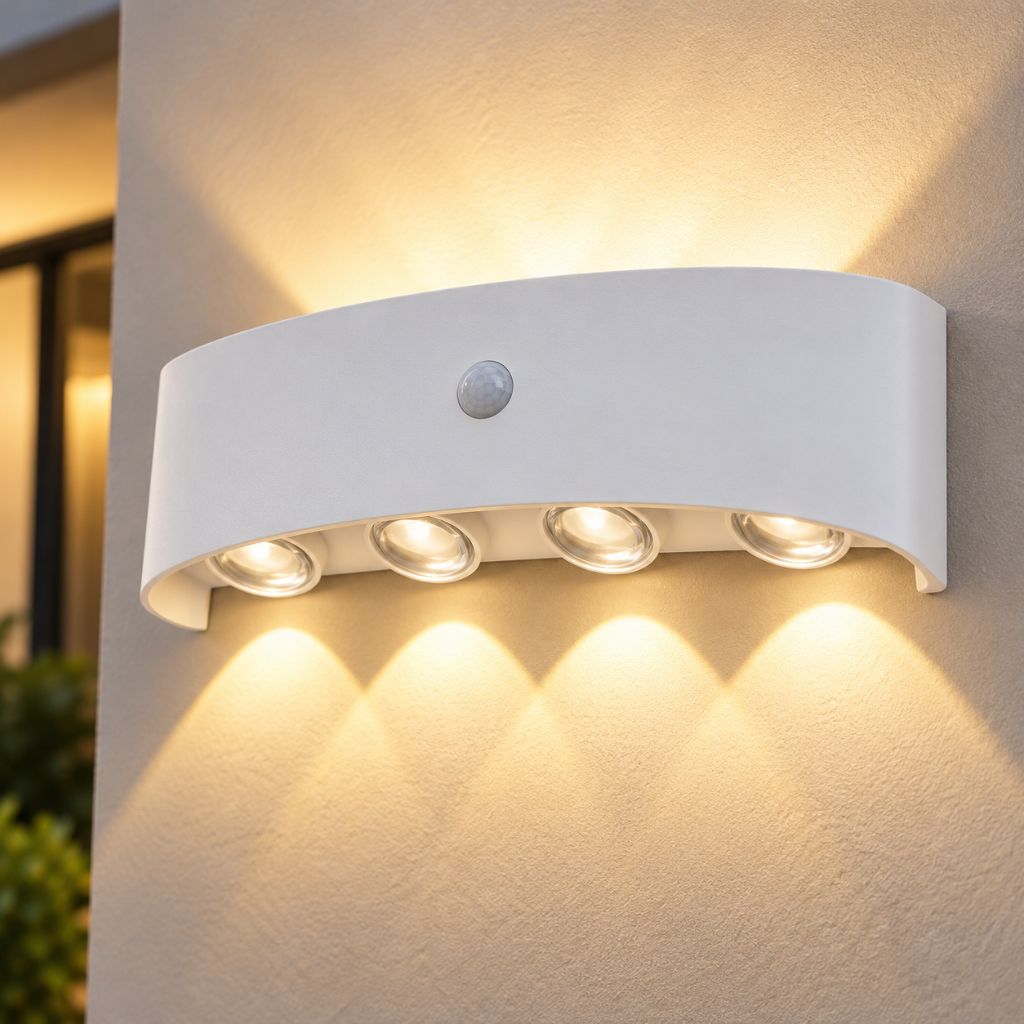 Curved Aluminium LED Wall Light with PIR Motion Sensor