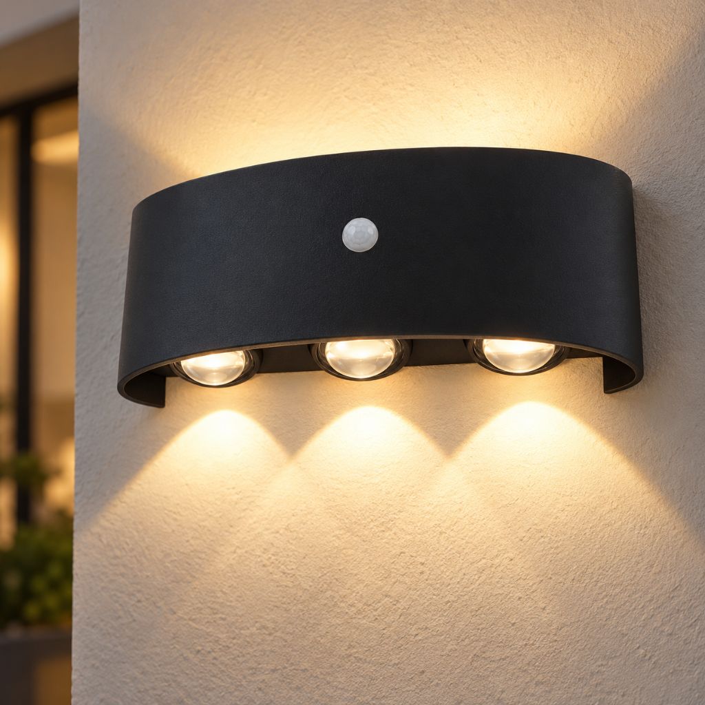 Curved Aluminium LED Wall Light with PIR Motion Sensor