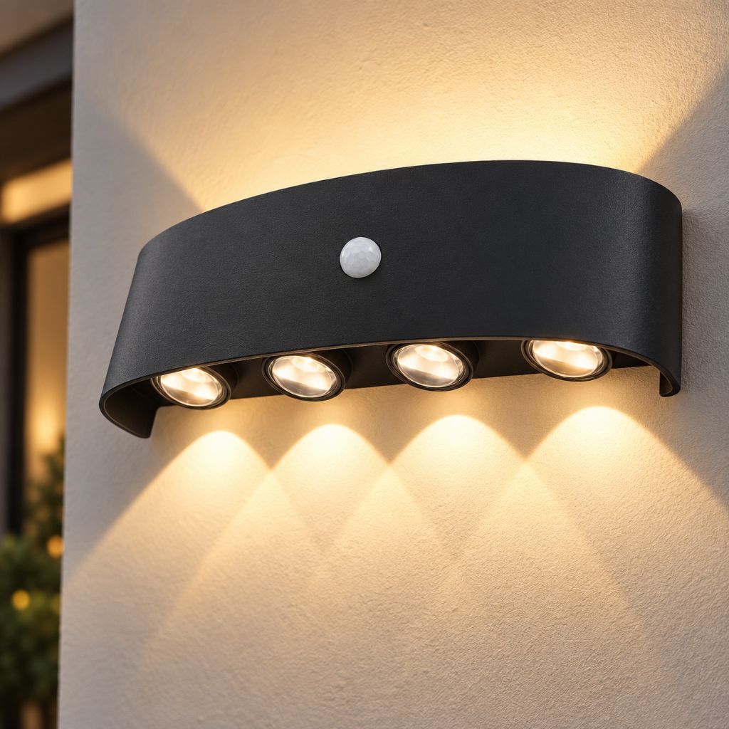 Curved Aluminium LED Wall Light with PIR Motion Sensor