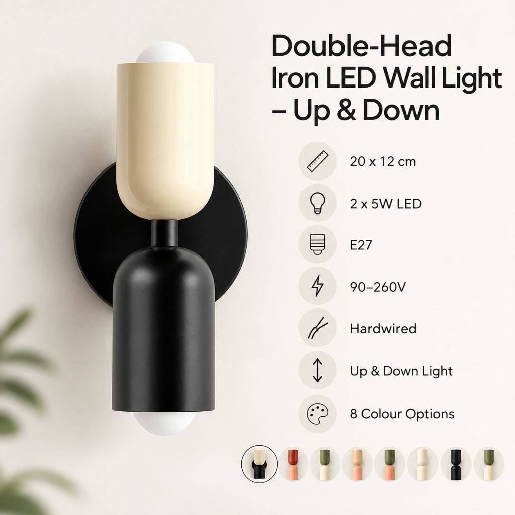 Double-Head Iron LED Wall Light – Up & Down