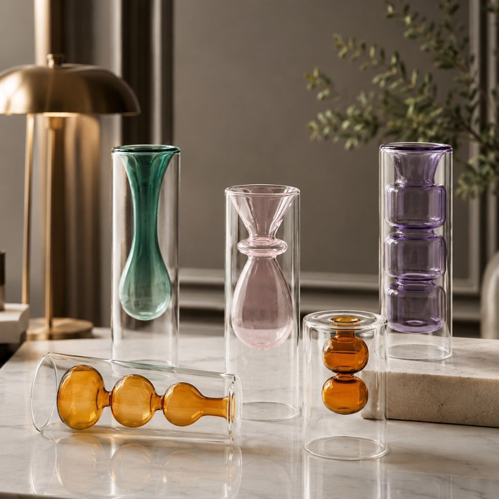 Double-Layer Color Inlay Glass Vase