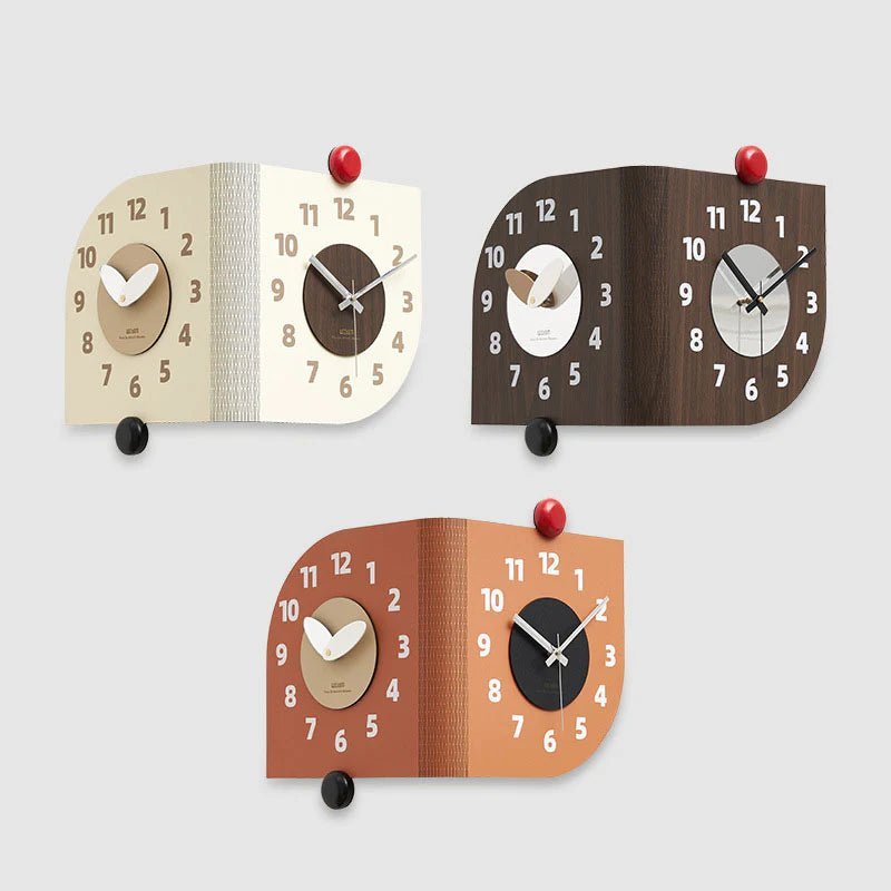 Double - Sided Wooden Corner Wall Clock – Walnut Design - Lattea Global