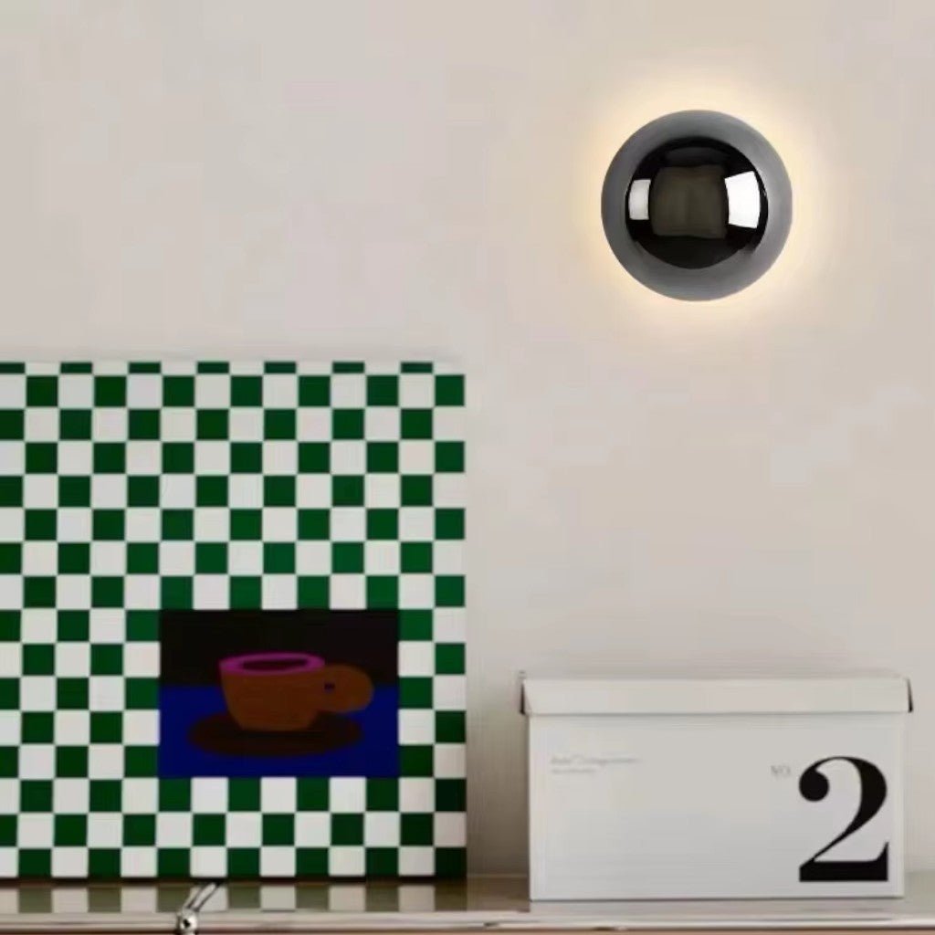 Eclipse Chrome Globe Wall Light Japandi Sphere Sconce - Lattea Global