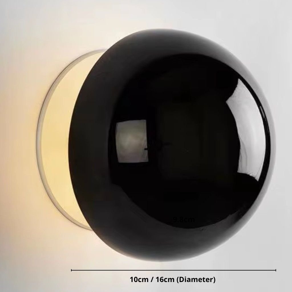 Eclipse Chrome Globe Wall Light Japandi Sphere Sconce - Lattea Global