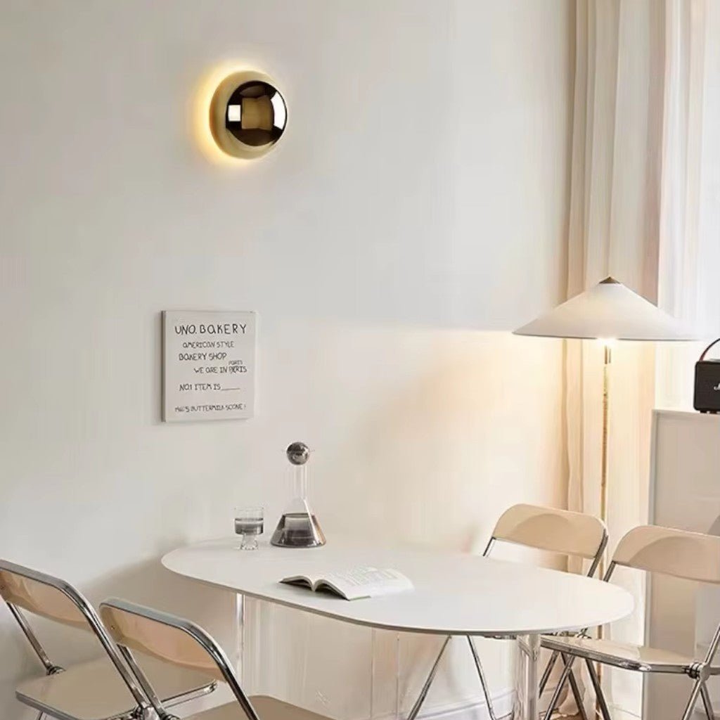 Eclipse Chrome Globe Wall Light Japandi Sphere Sconce - Lattea Global