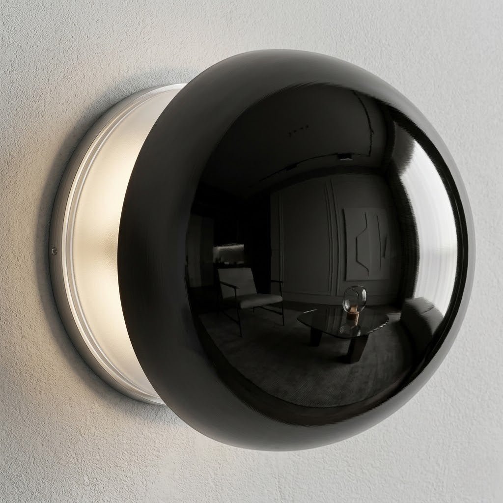 Eclipse Chrome Globe Wall Light Japandi Sphere Sconce - Lattea Global