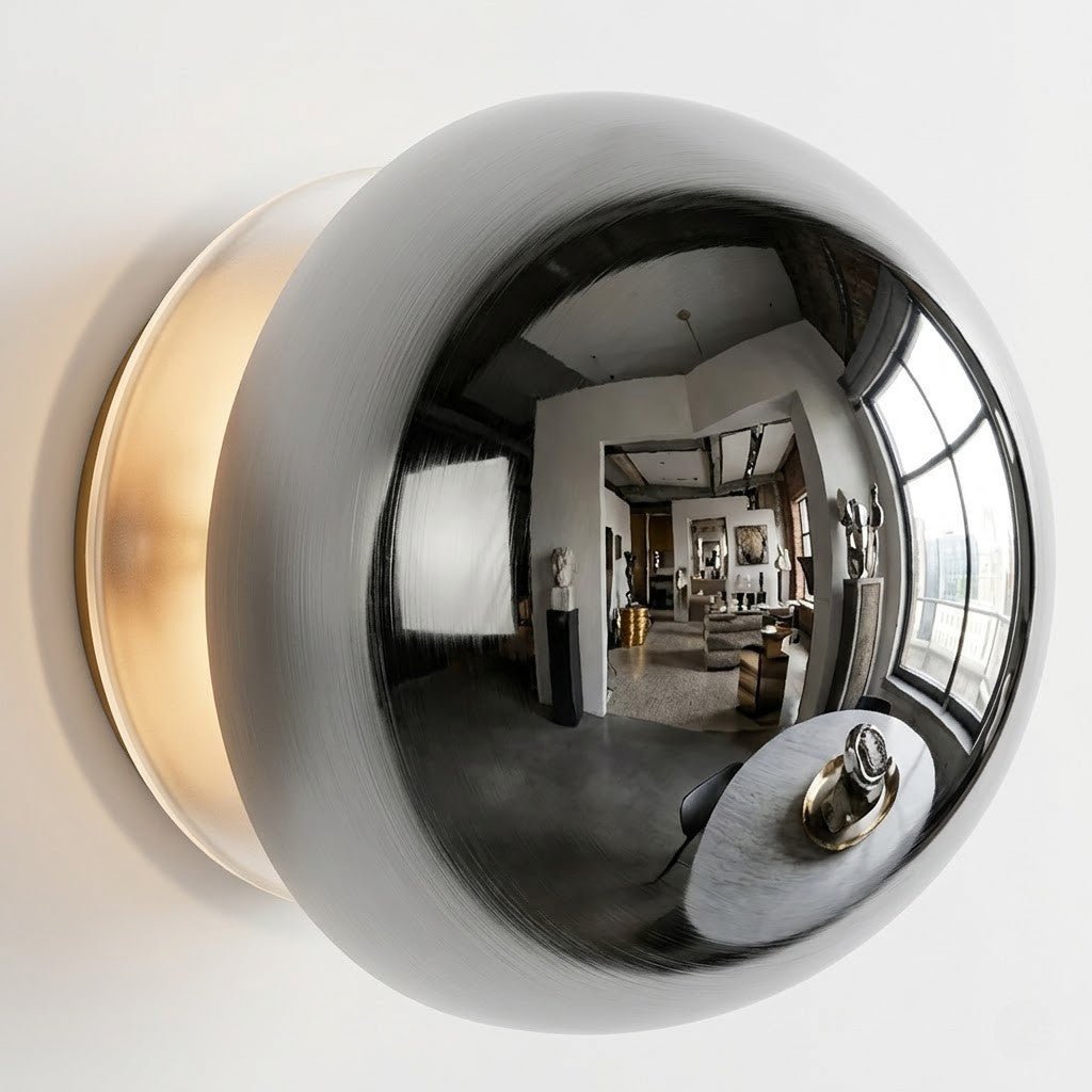 Eclipse Chrome Globe Wall Light Japandi Sphere Sconce - Lattea Global