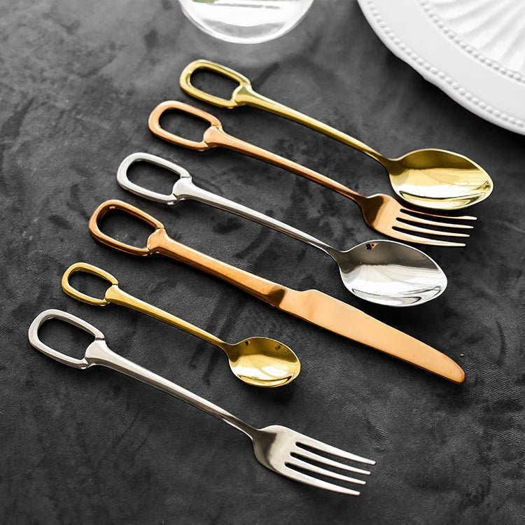 Elegance Ringlet Flatware Set – 18/10 Stainless Steel & Ring Handle - Lattea Global