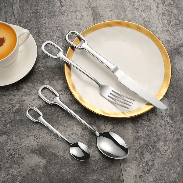Elegance Ringlet Flatware Set – 18/10 Stainless Steel & Ring Handle - Lattea Global