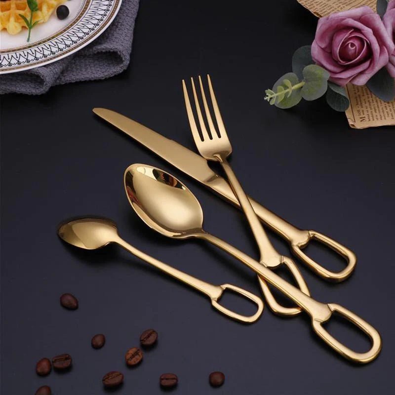 Elegance Ringlet Flatware Set – 18/10 Stainless Steel & Ring Handle - Lattea Global